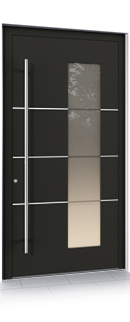Select16 Modell RKA6  ES 40.1600 Edelstahl
VSG (außen) • Sandstrahlglas mit klaren Streifen (mitte) • Float (innen)
Marrone Feinstruktur
Alunox Applikation flächenbündig eingelassen außenUd = 0,82 W/(m2K)